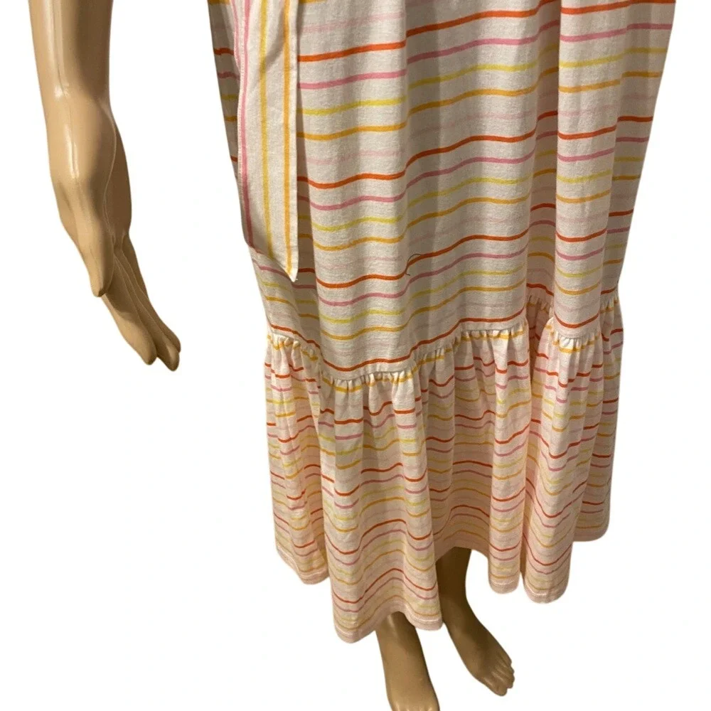 Striped‎ Midi Dress Sleeveless Tie Waist Casual Summer Sundress